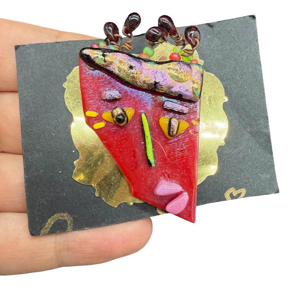 Sharon Boyd Picasso face brooch artisan crafted jewelry unique face brooch pin